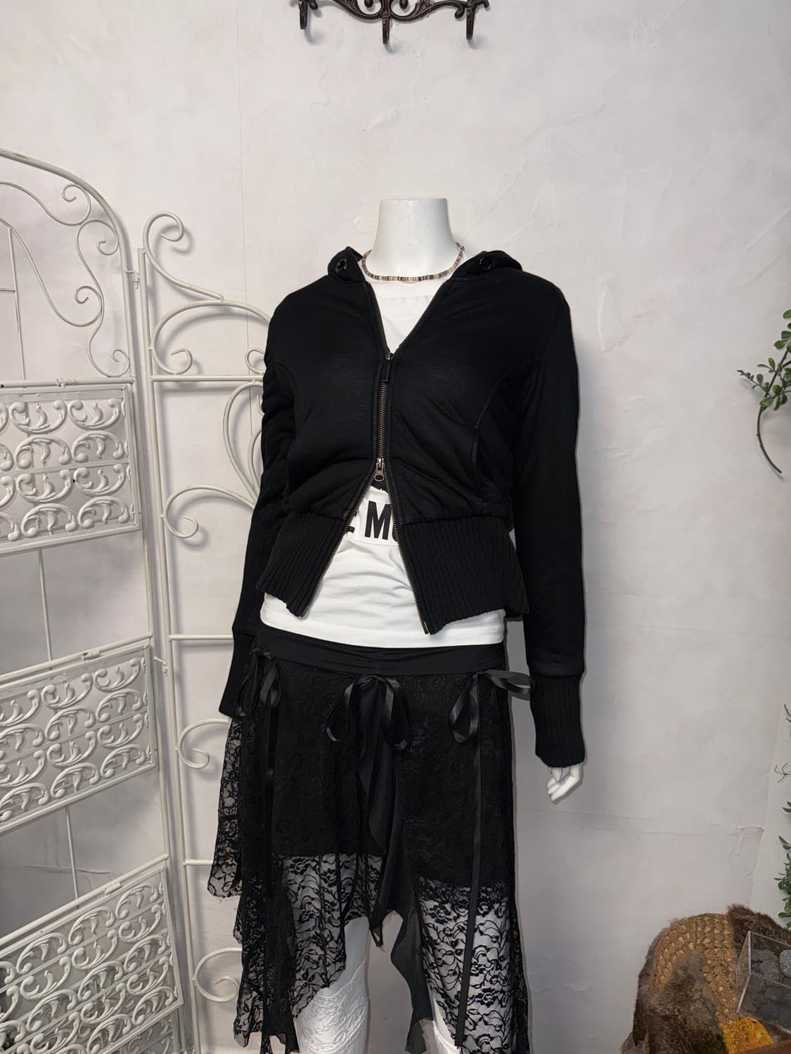 Armani jeans black line logo crop 후드집업 상품이미지6