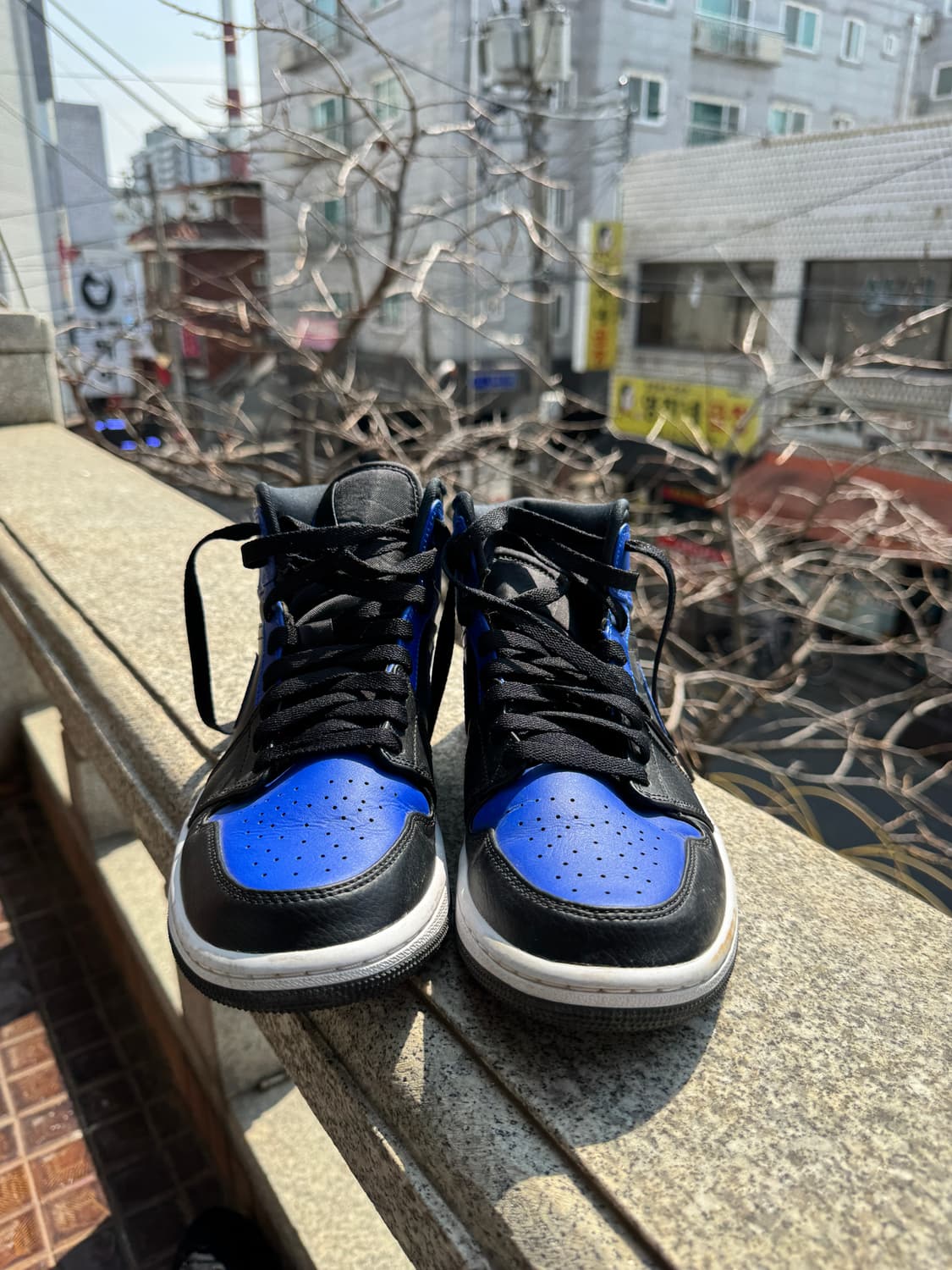 나이키 에어 조던 1 미드 블랙/블루 255mm 상품이미지4
