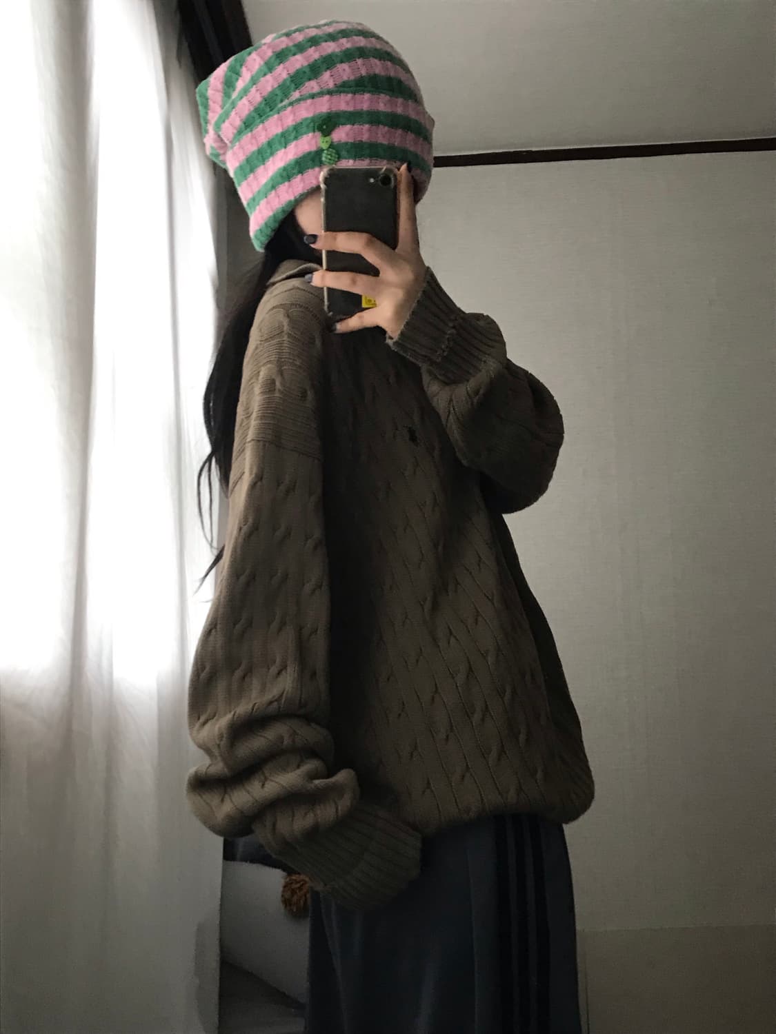 폴로 카키브라운 케이블 니트 상품이미지3