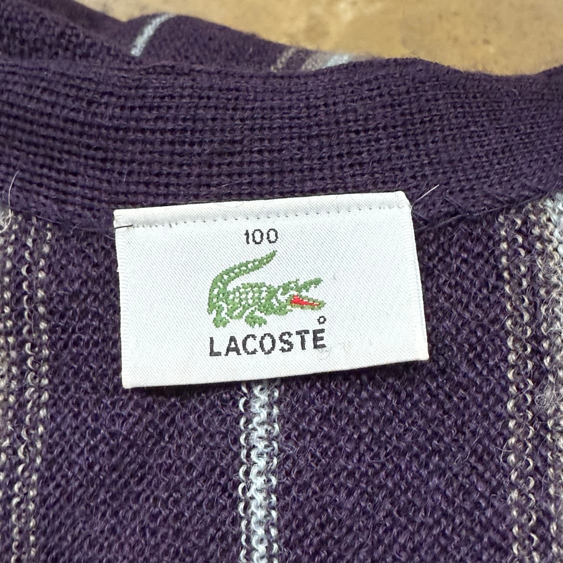 [정품/100] 라코스테 스트라이프 가디건 퍼플 b15 상품이미지5