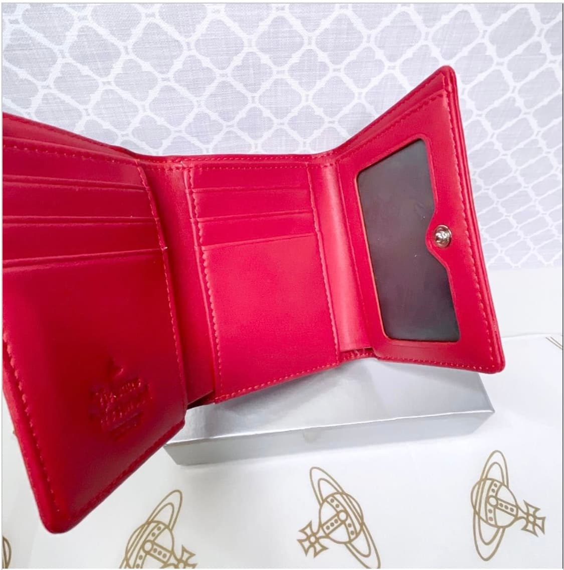 비비안웨스트우드 아카이브 레드 레더 하프월렛 반지갑 상품이미지9