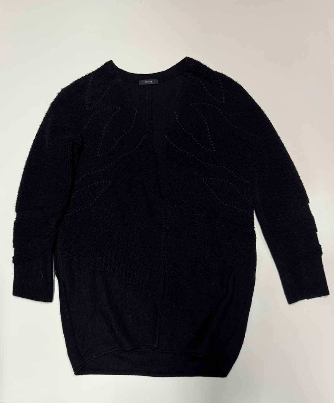 여성 한섬 시스템 뽀글이 원 버튼 가디건 블랙 상품이미지1