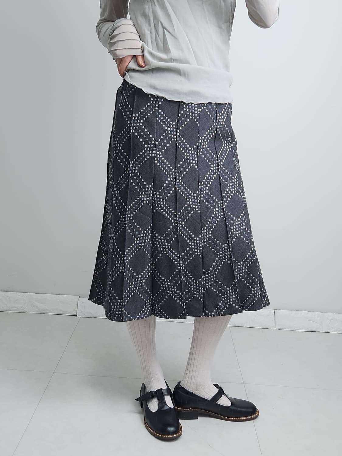 도트 플리츠 스커트 상품이미지4