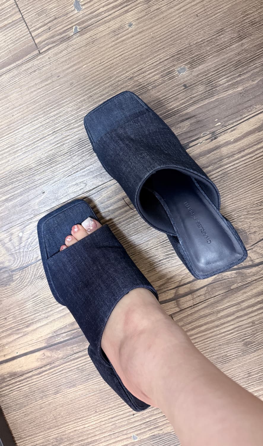 찰스앤키스 데님 플랫폼 뮬 힐 38(240-245)여성 슬리퍼 샌들 상품이미지10