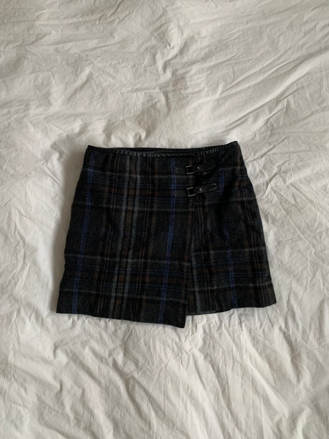 블루 체크 랩스커트 상품이미지1