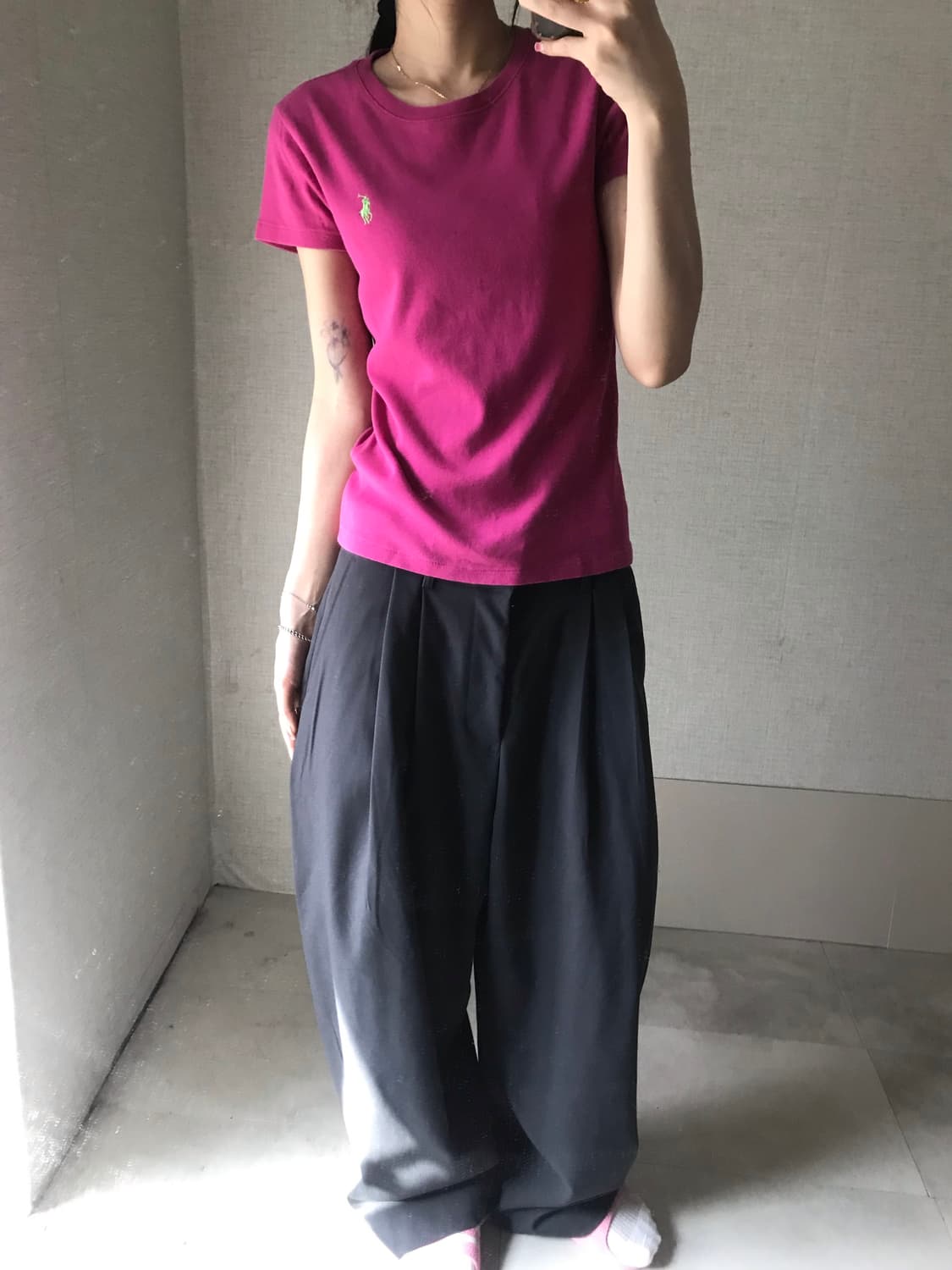 폴로 핑크 슬림핏 반팔티셔츠 상품이미지5