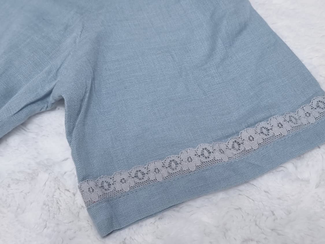 일본 빈티지 브랜드 하늘색 레이스 블라우스 셔츠 반발 일브 모리 상품이미지6