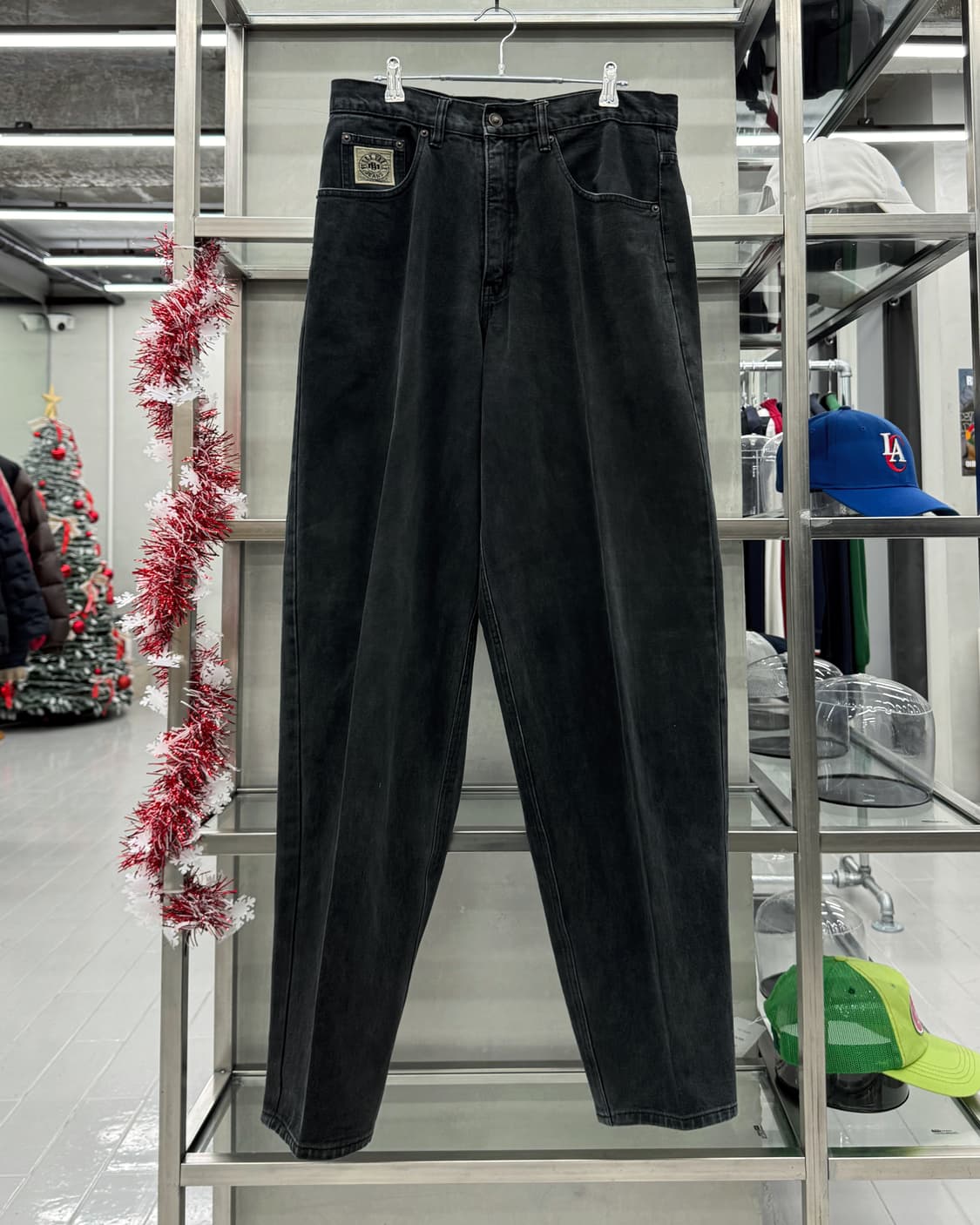 펠레펠레 00s 백로고 배기 데님 팬츠 블랙 상품이미지3