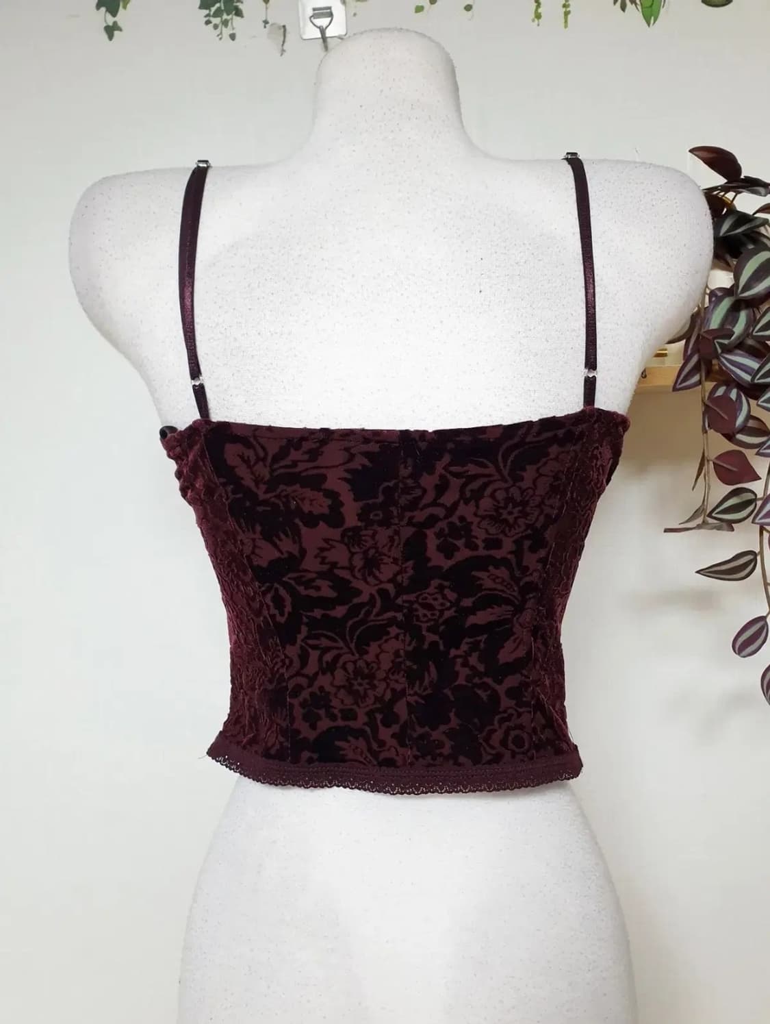 익스프레스 벨벳 레이스 버건디 코르셋 탑 뷔스티에 상품이미지6