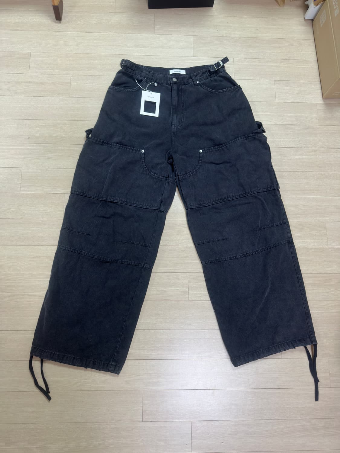 (2) 논노드 더블니 커버 팬츠 빈티지 블랙 상품이미지2