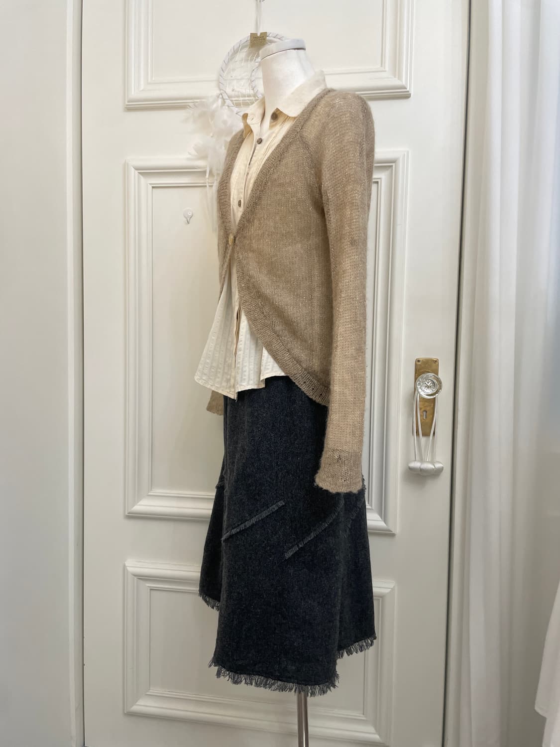 beige glitter reglan cardigan 상품이미지3