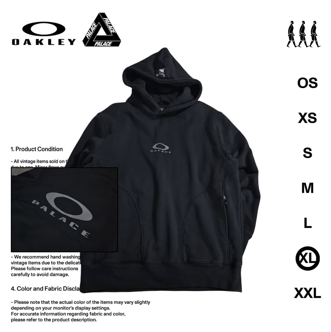 오클리 X 팔라스 블랙 후드티 XL사이즈 상품이미지1