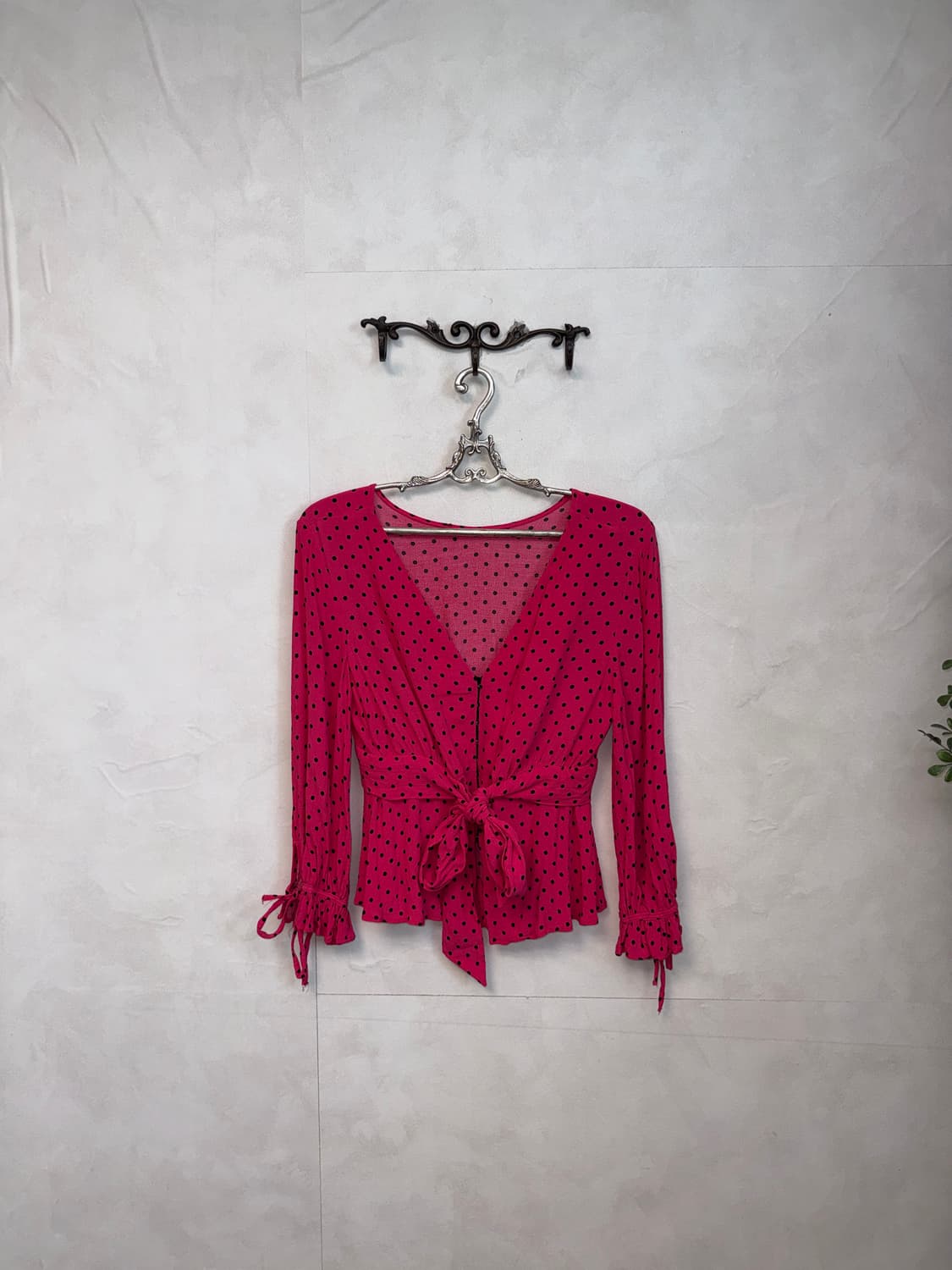Hot pink dot corset half blouse 상품이미지4