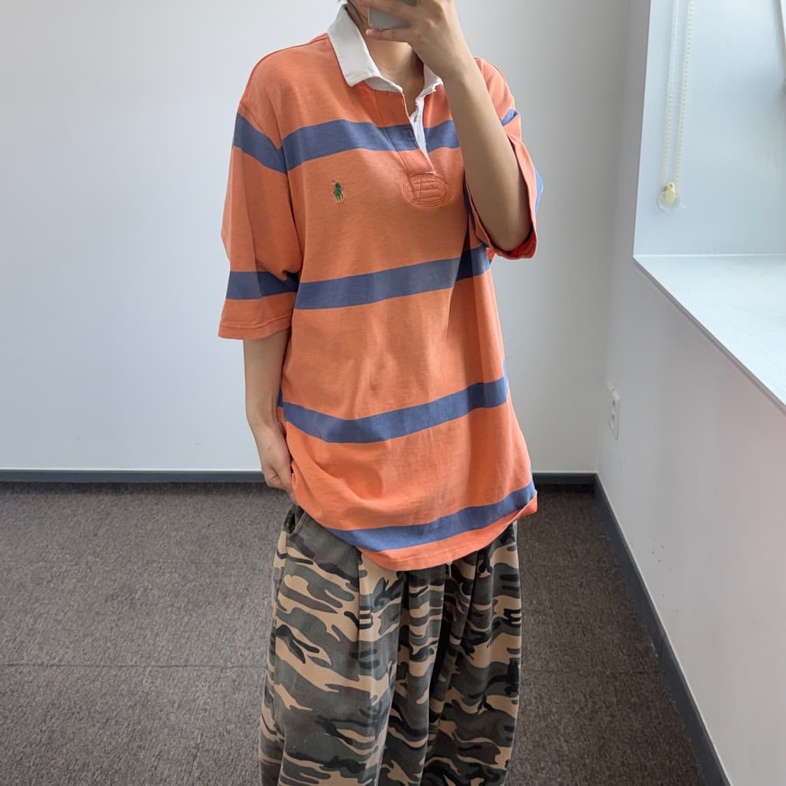 Polo 폴로 그린포니 블루 오렌지 스트라이브 카라 반팔 상품이미지1