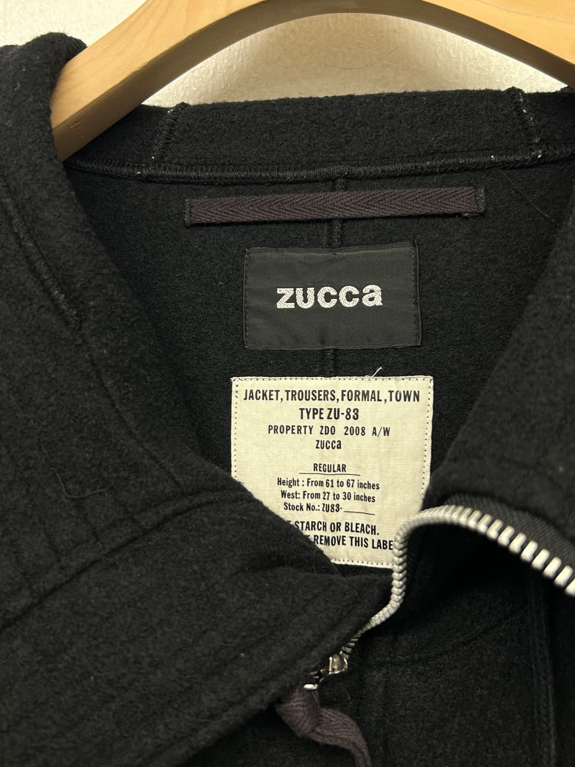 (JPN) 2008 zucca 블랙 울 후드 코트 상품이미지6