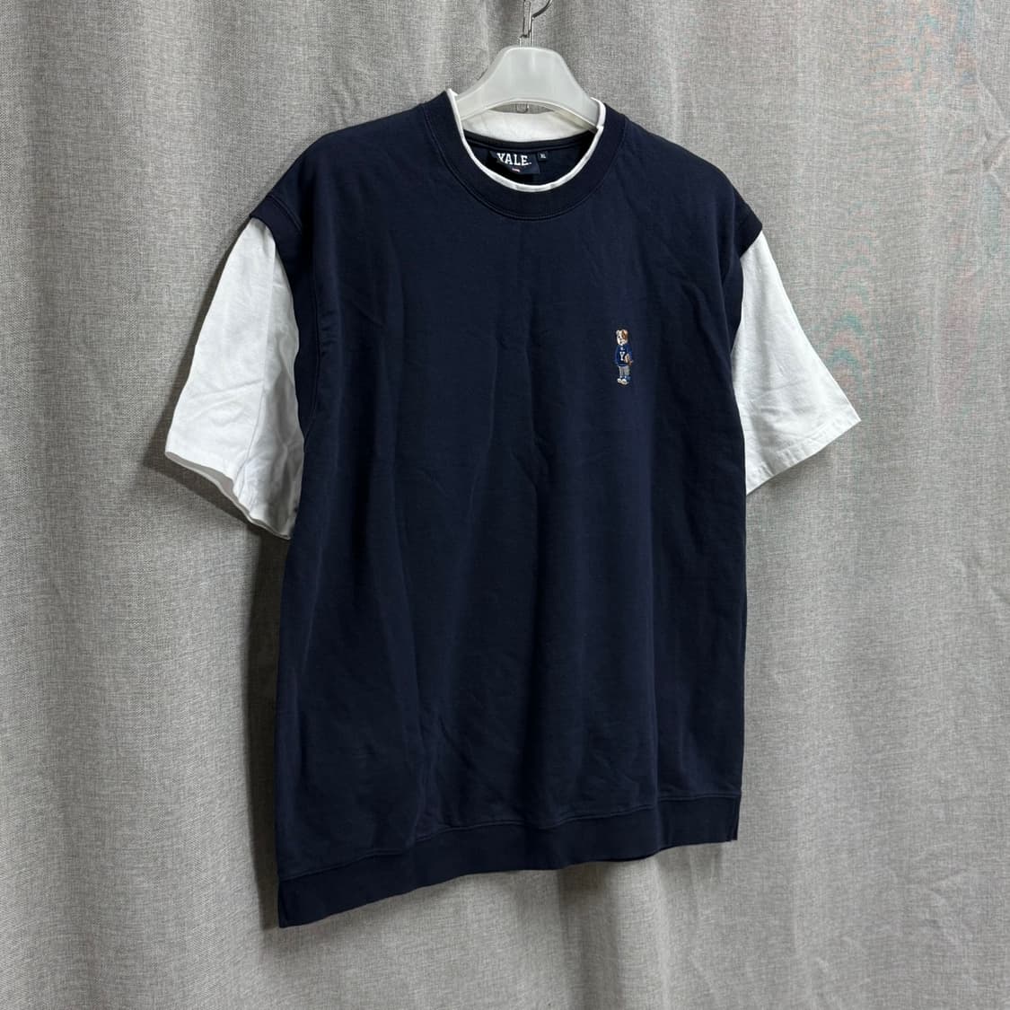 [XL] YALE 예일 코튼 레이어드 반팔 티셔츠 네이비 상품이미지2