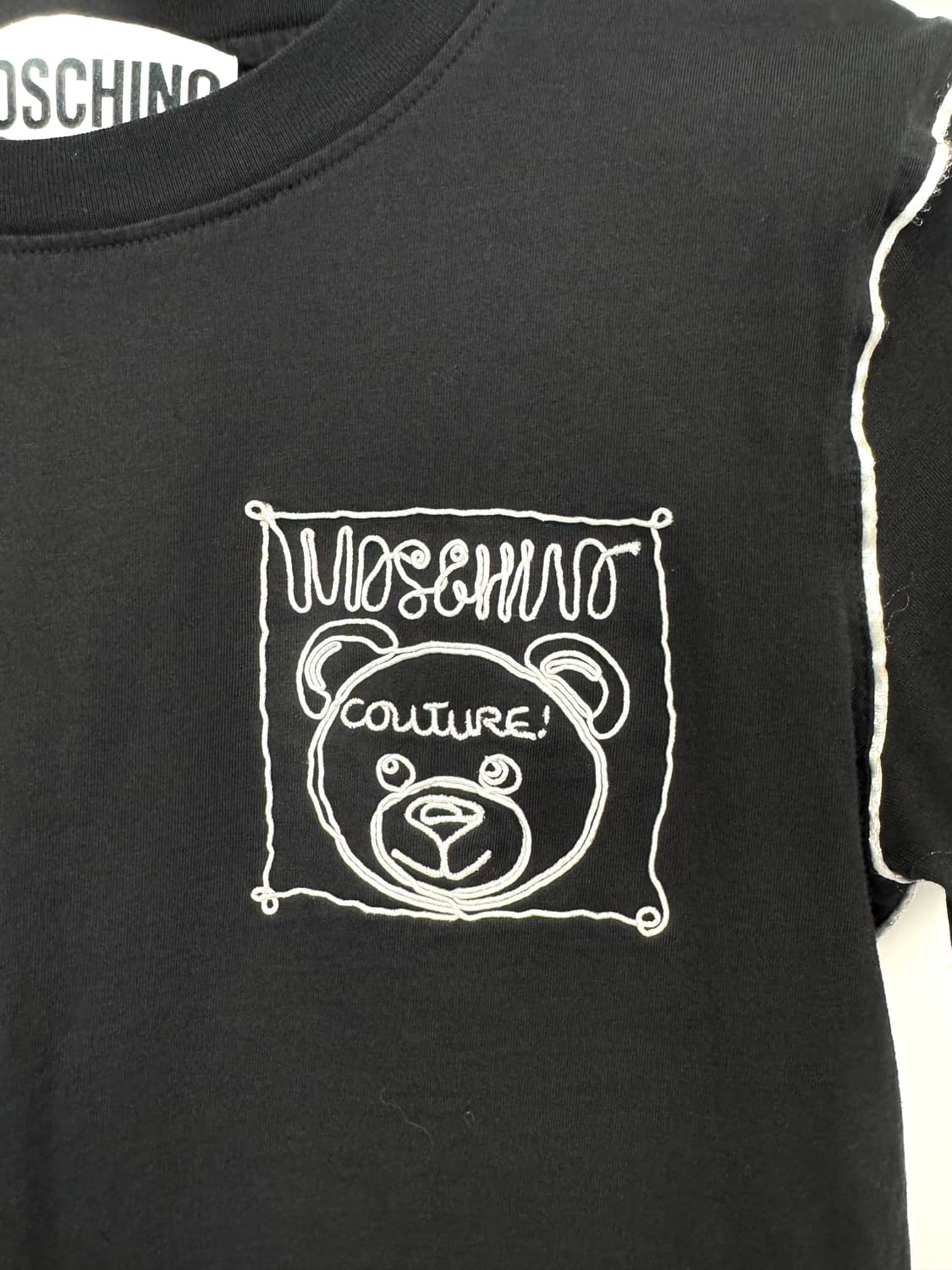 Moschino 모스키노 곰돌이 자수 블랙 반팔티셔츠 36 상품이미지3