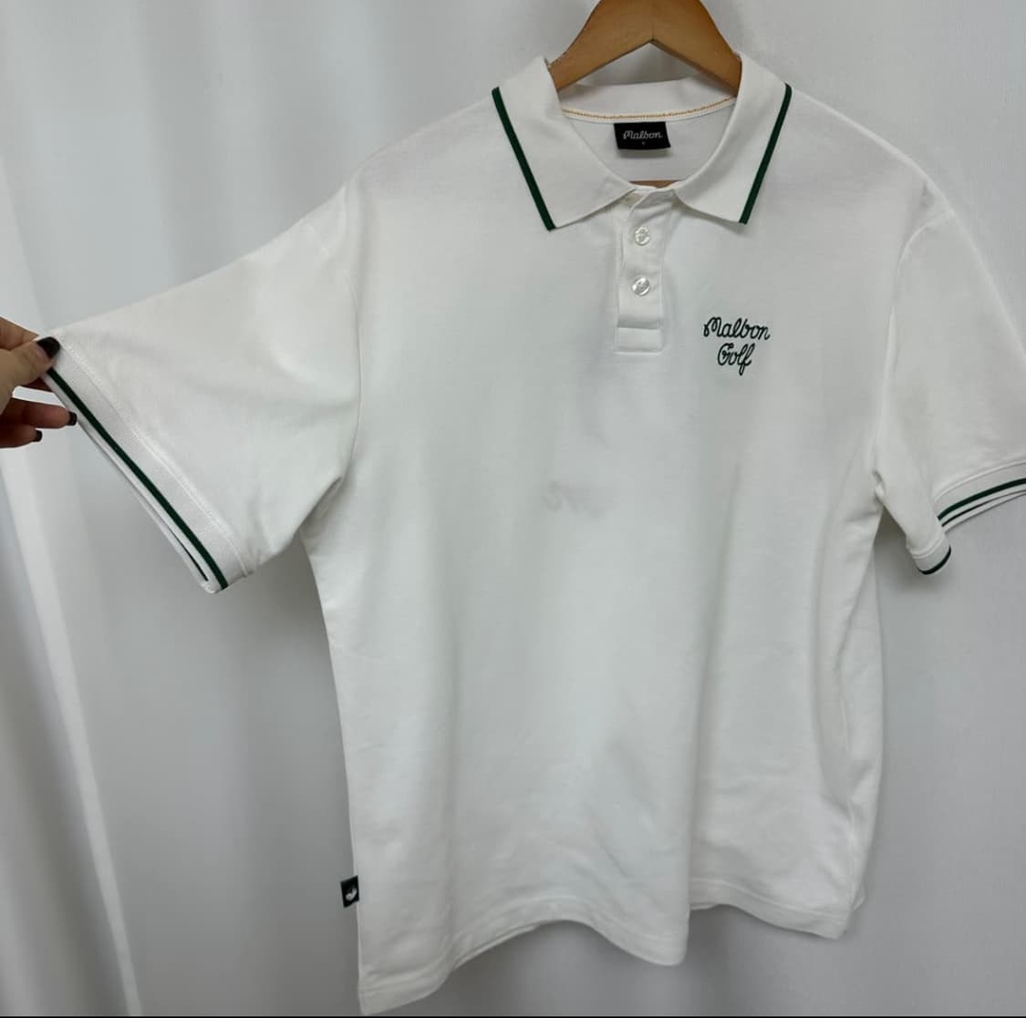 말본 남자 골프 카라 반팔티 화이트 100 L  상품이미지5