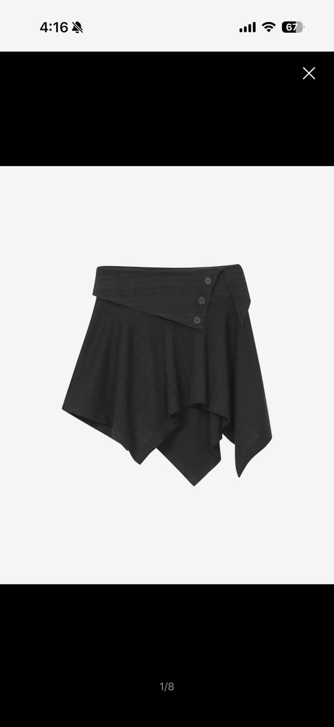 Unbalanced flow mini skirt BLACK 상품이미지2