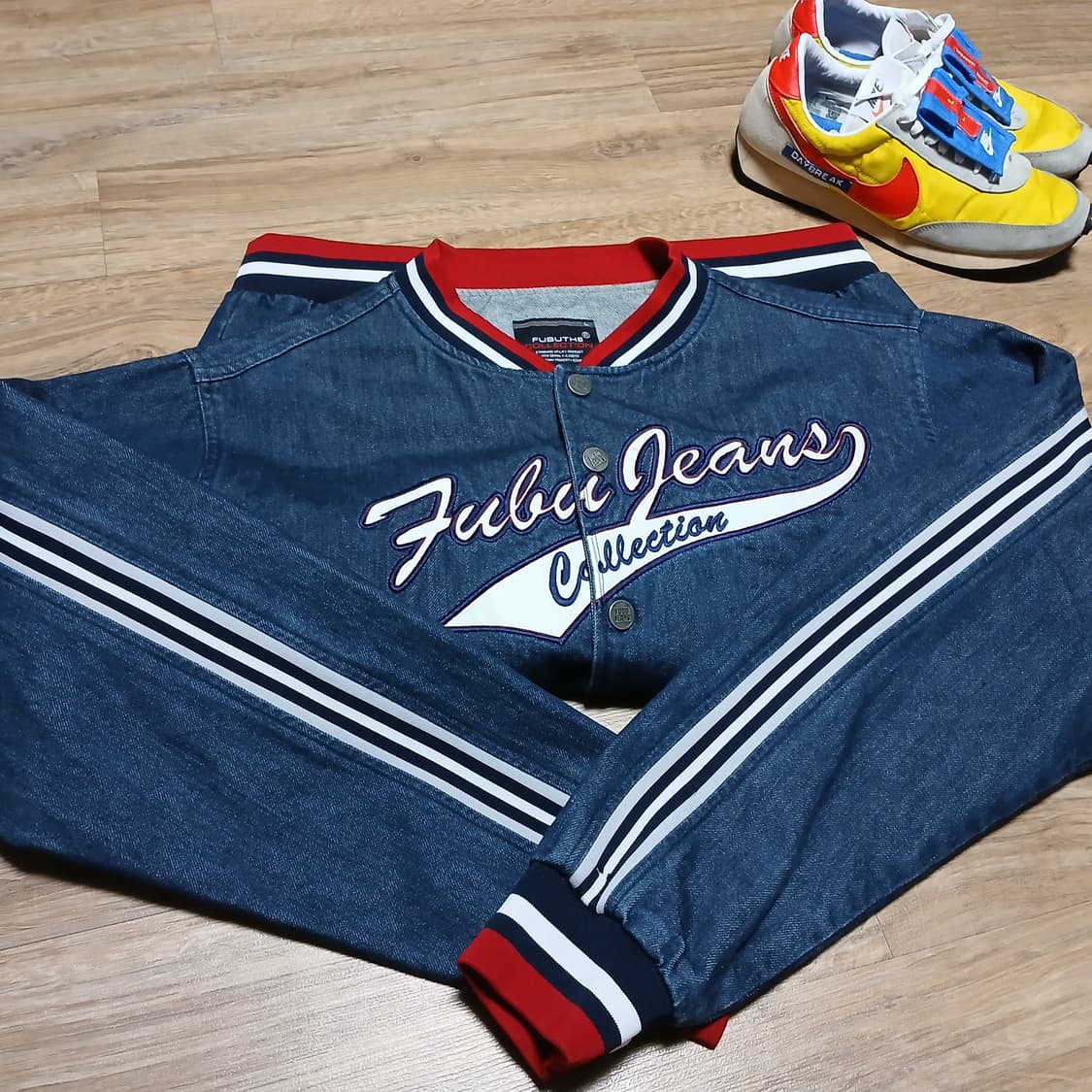 fubu 후부 데님 바시티 청자켓 올드스쿨 푸부 상품이미지1