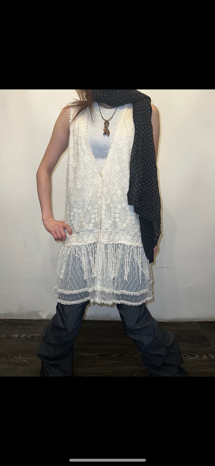 모리룩 레이스 롱 베스트 상품이미지4