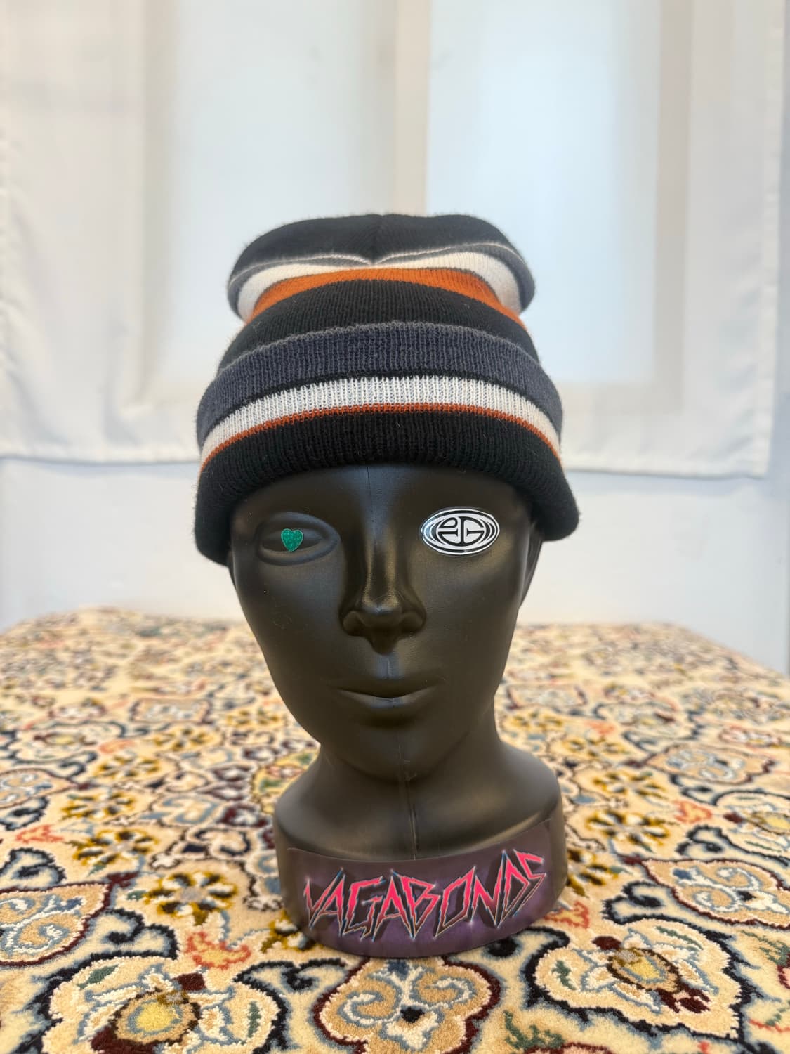 Black × Rust Stripe Knit Beanie  상품이미지2