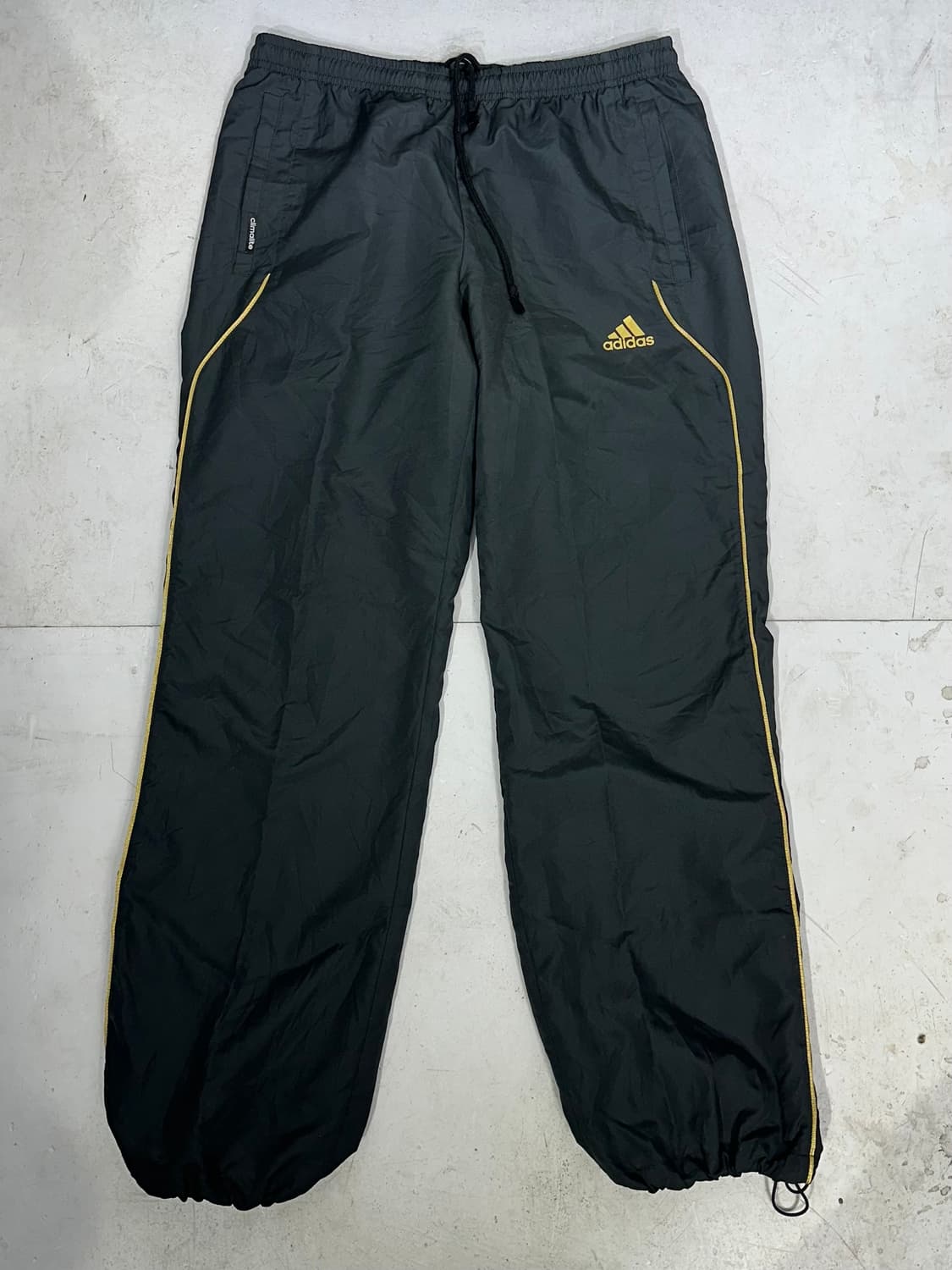 아디다스 블랙 골드 사이드 라인 와이드 트랙 팬츠 M 상품이미지4