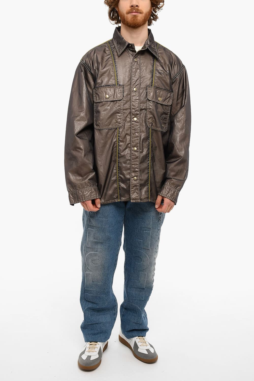 디젤 DIESEL S-U24 나일론 오버셔츠 자켓 올리브 L 상품이미지2