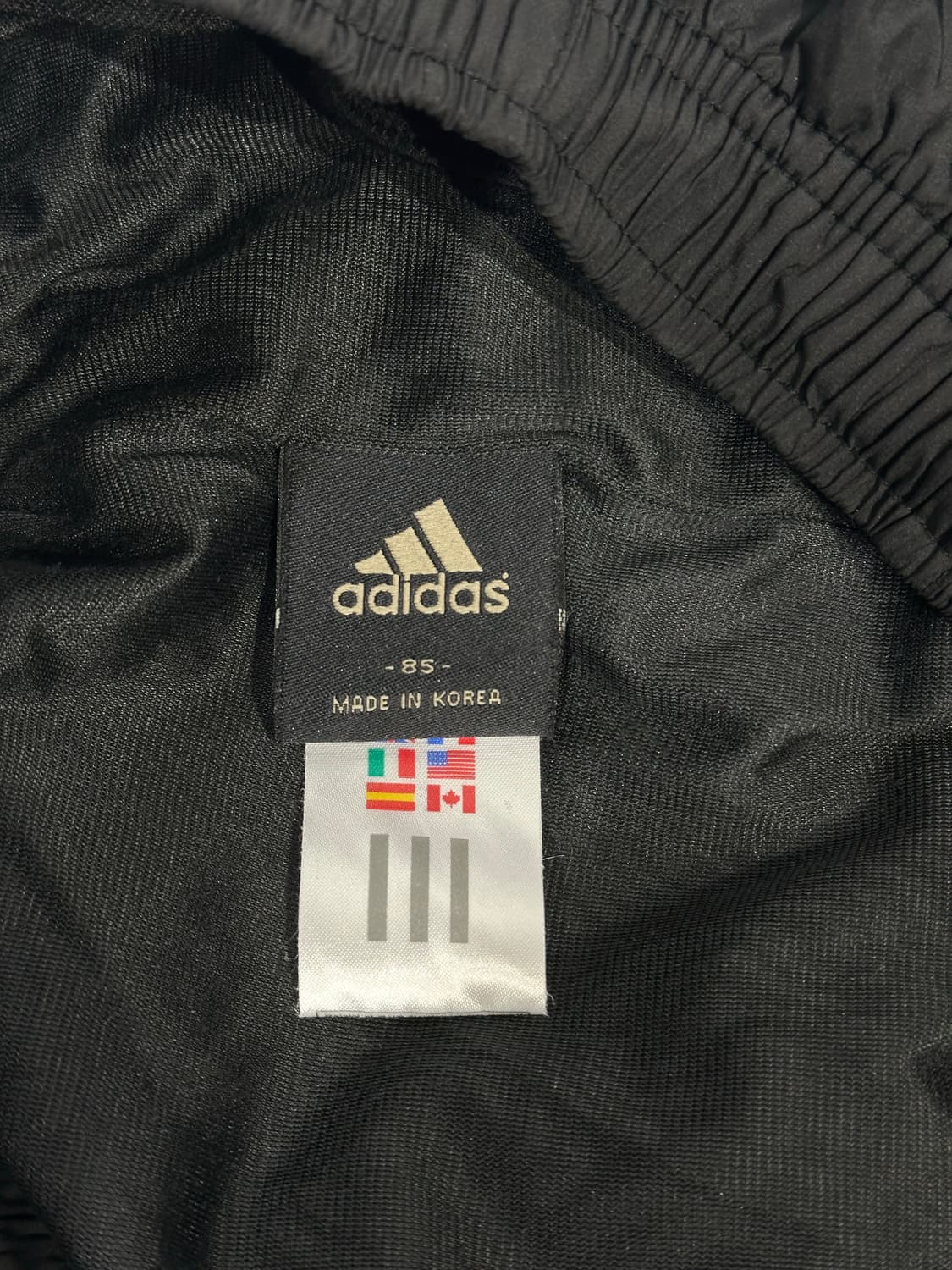 00s 아디다스 블랙 화이트 삼선 스몰 로고 와이드 트랙 팬츠 85 상품이미지7