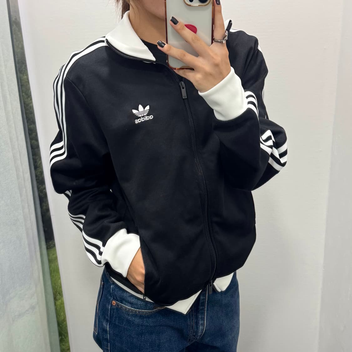 아디다스 화이트 블랙 투웨이 져지 상품이미지3