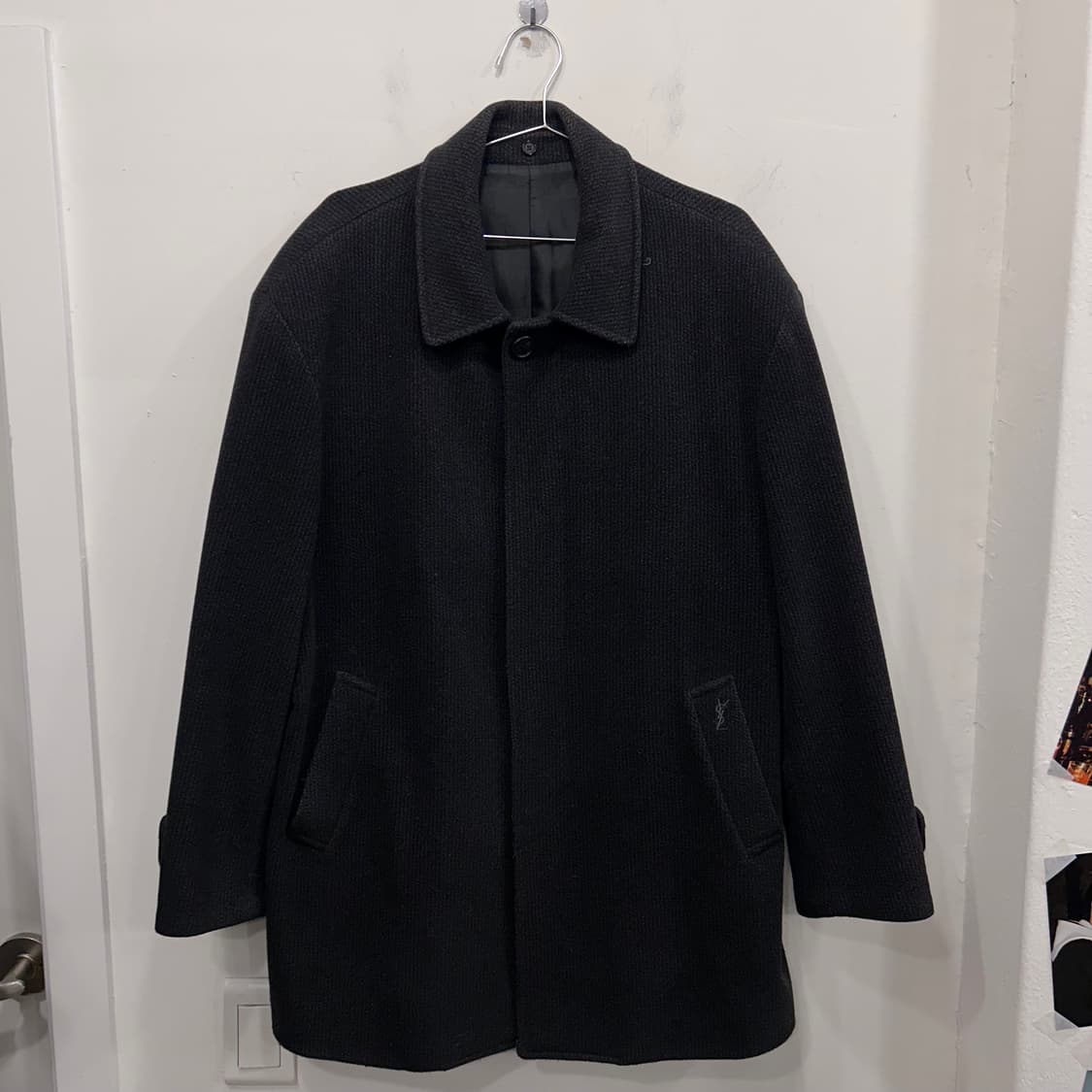 입생로랑 울 헤링본 히든버튼 하프코트 상품이미지2