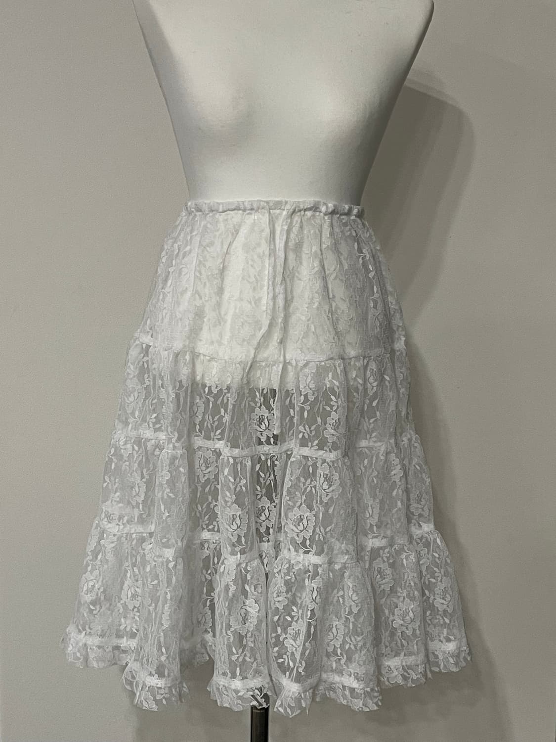 생화이트 시스루 레이스 스커트 달천 갸루 레이어드 상품이미지4