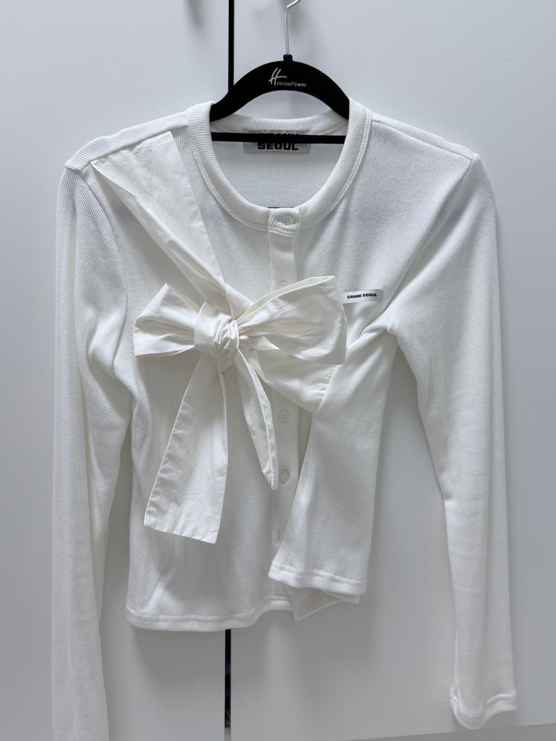 크랭크 CRANK 리본 니트 가디건 화이트 상품이미지2