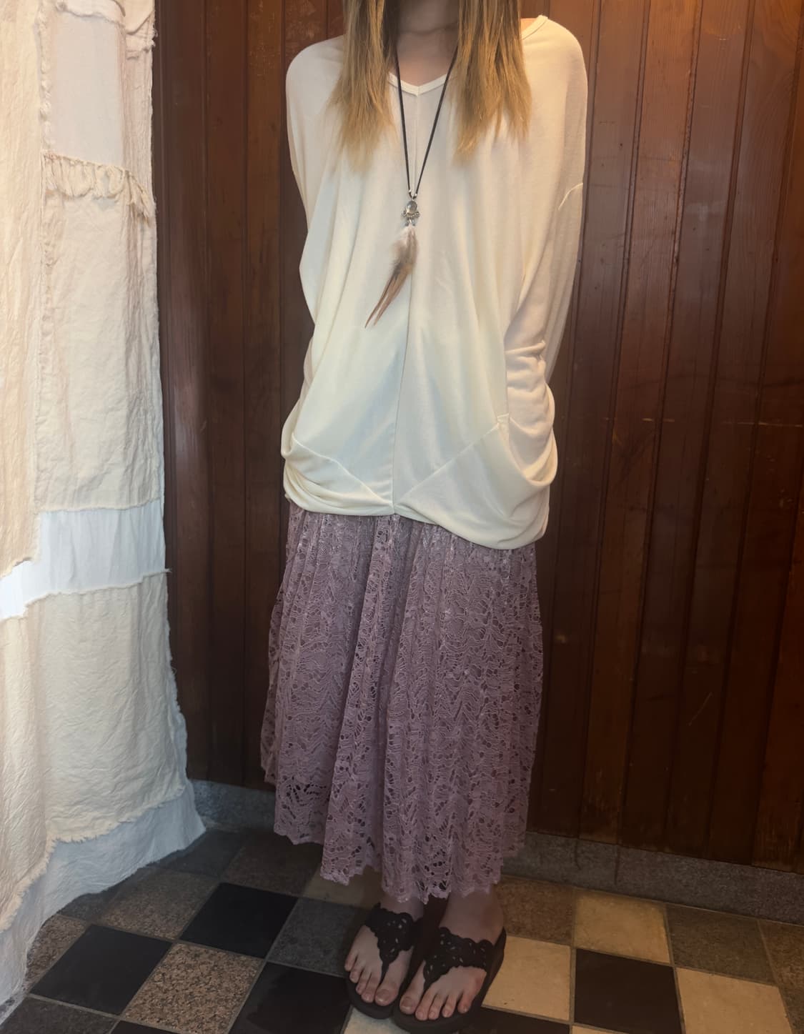 earth music 레이스 밴딩 스커트 상품이미지1