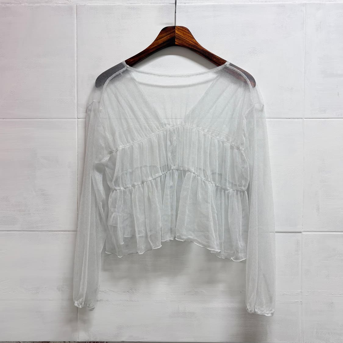 RETRO GIRL 시스루 키치 글리터 리본 셔링 가디건 JPN   상품이미지4