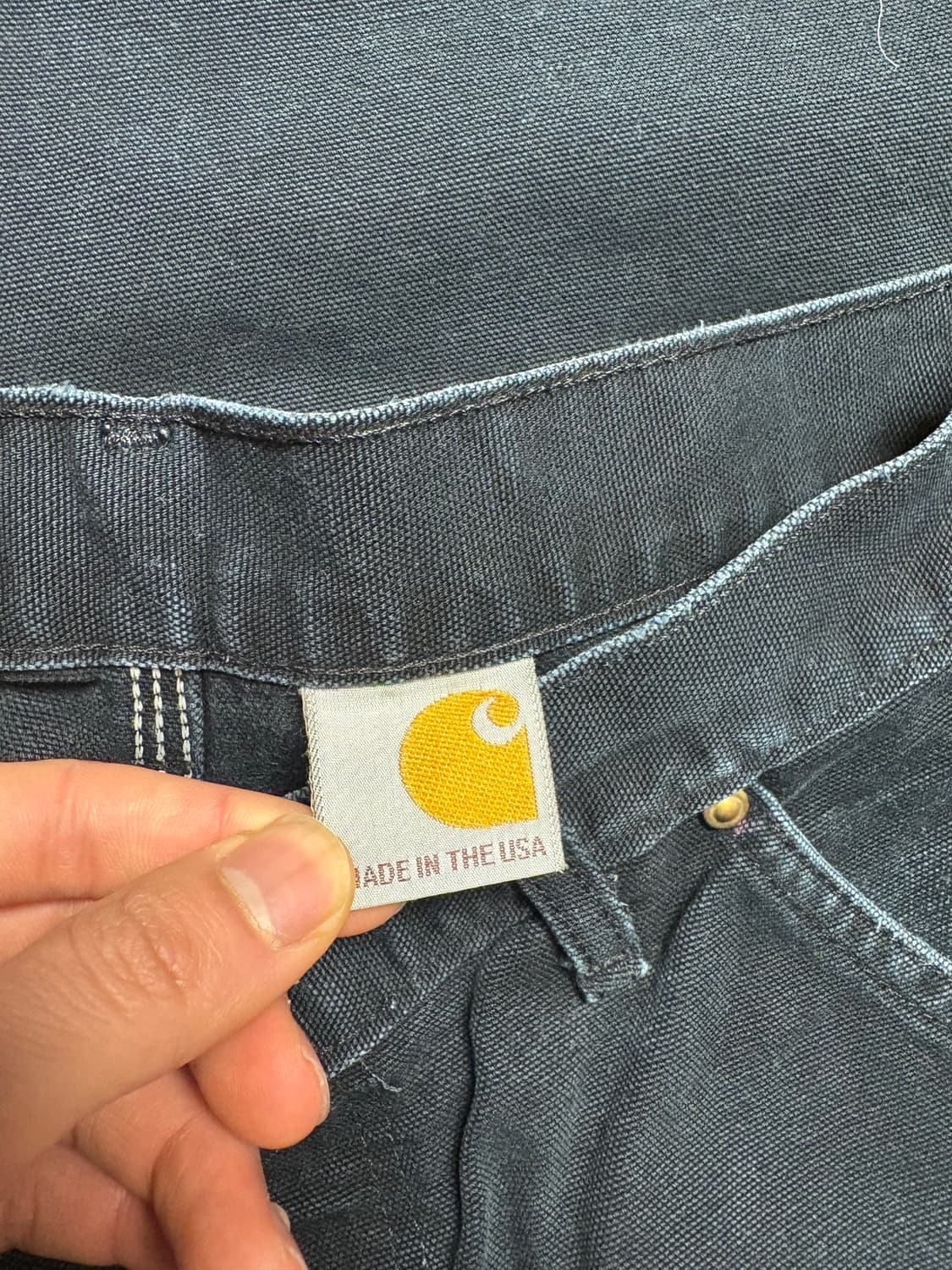 [B01] USA 빈티지 칼하트 더블니 블랙  덩가리핏 32x30 상품이미지4