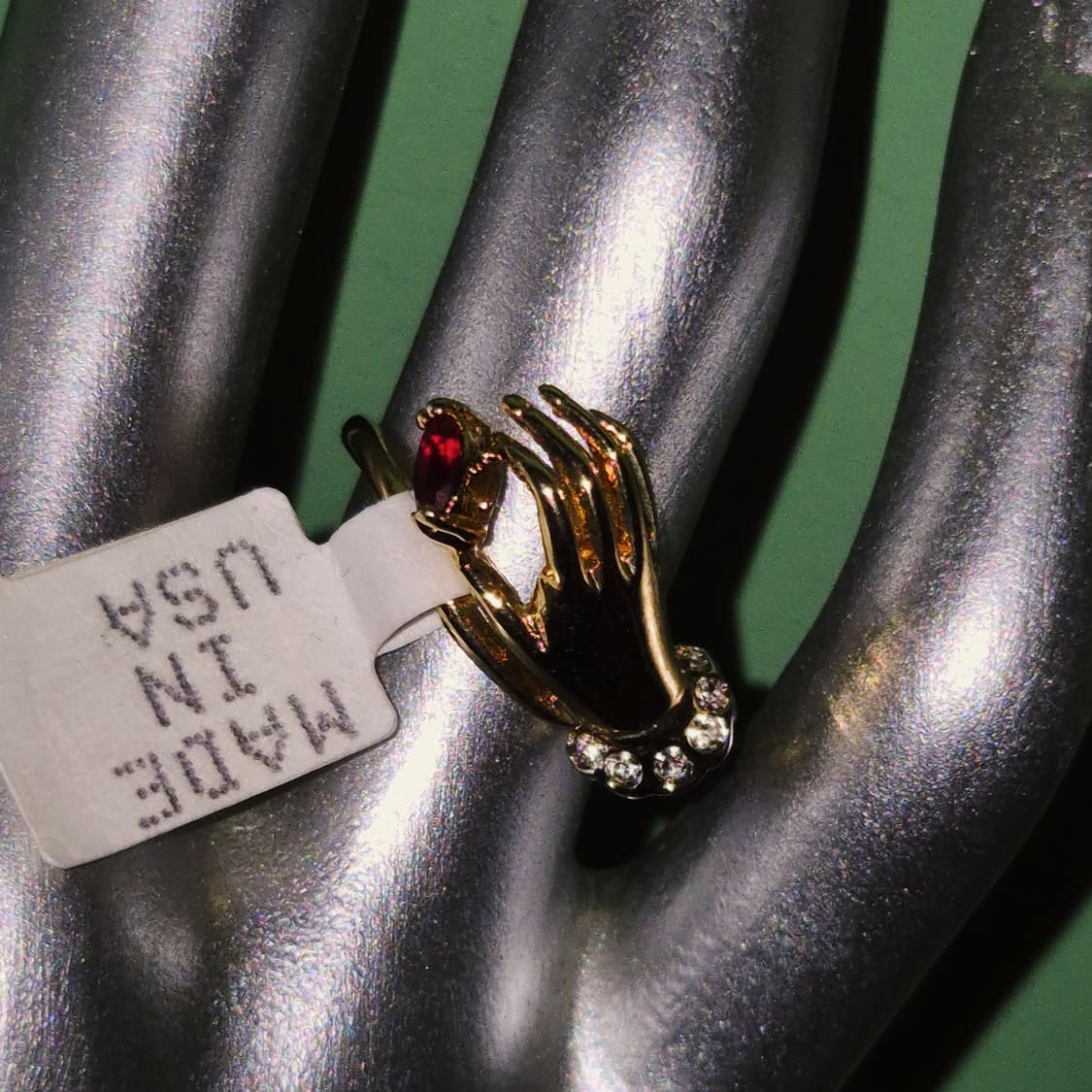 70s 미국 엔틱 핸드 루비 큐빅 골드 반지 상품이미지5