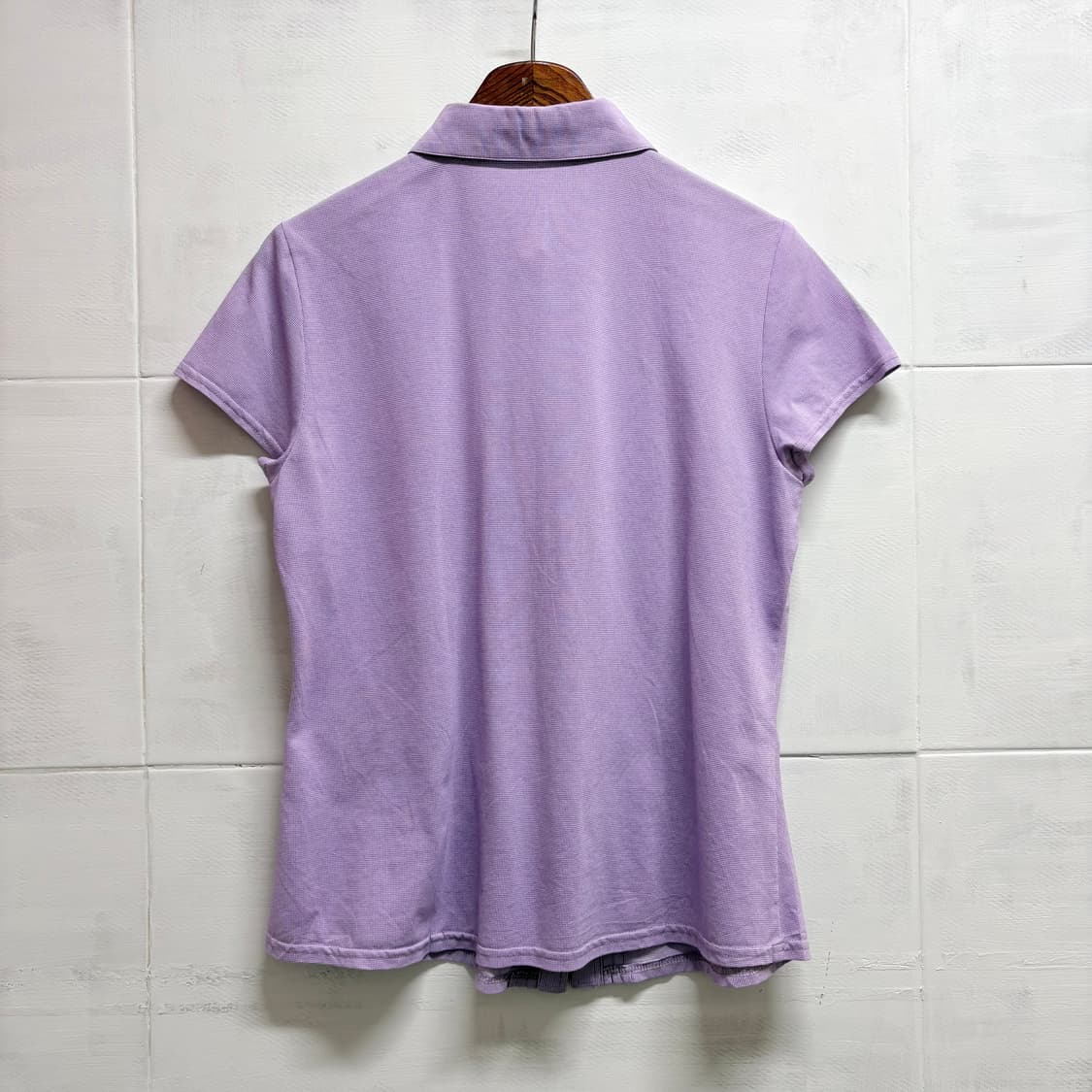 퍼플 핀턱 반팔 Y2K 셔츠 블라우스 긱시크 L JPN 상품이미지4