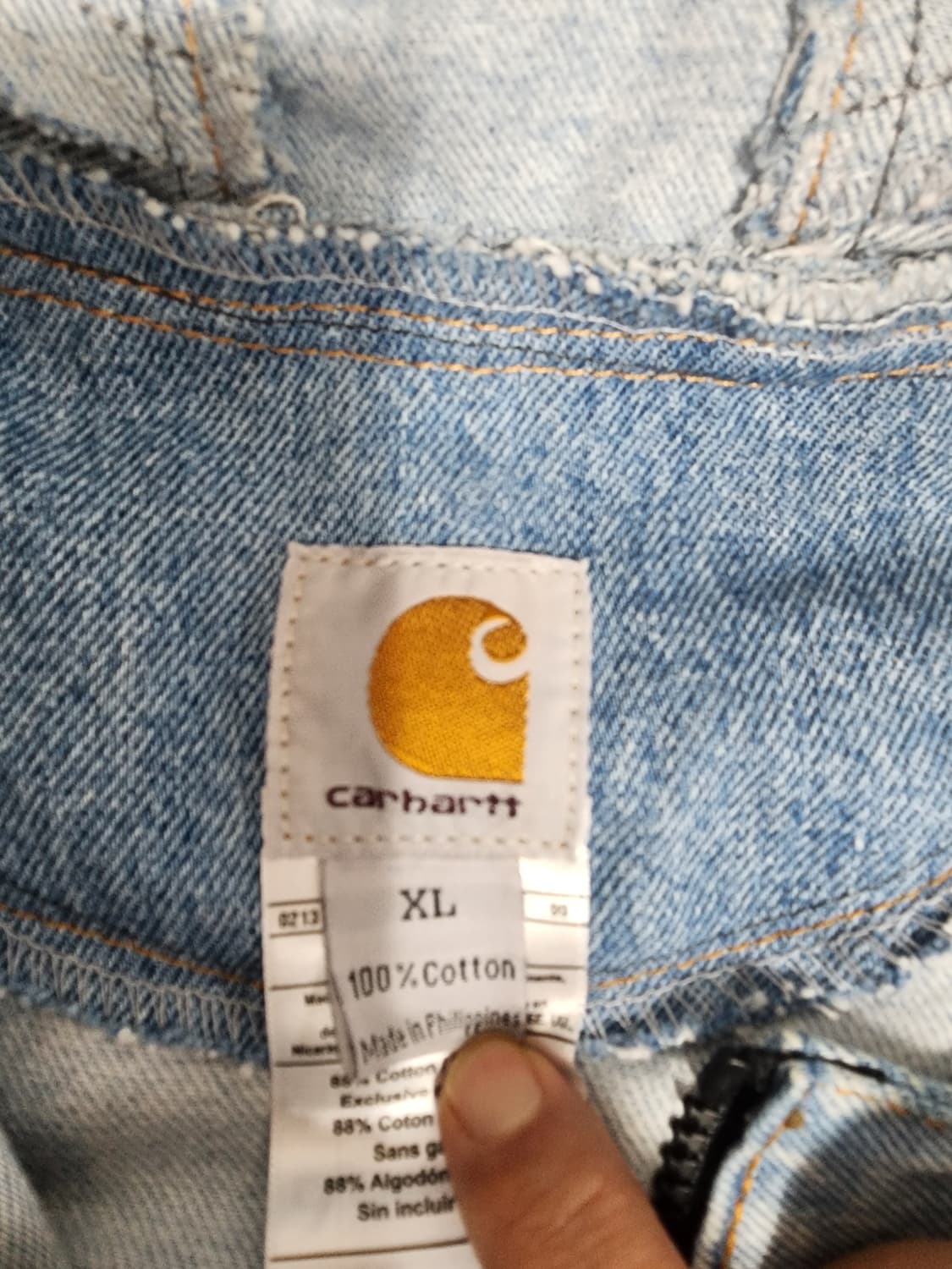 칼하트 후드 데님 자켓 라이트블루 상품이미지3