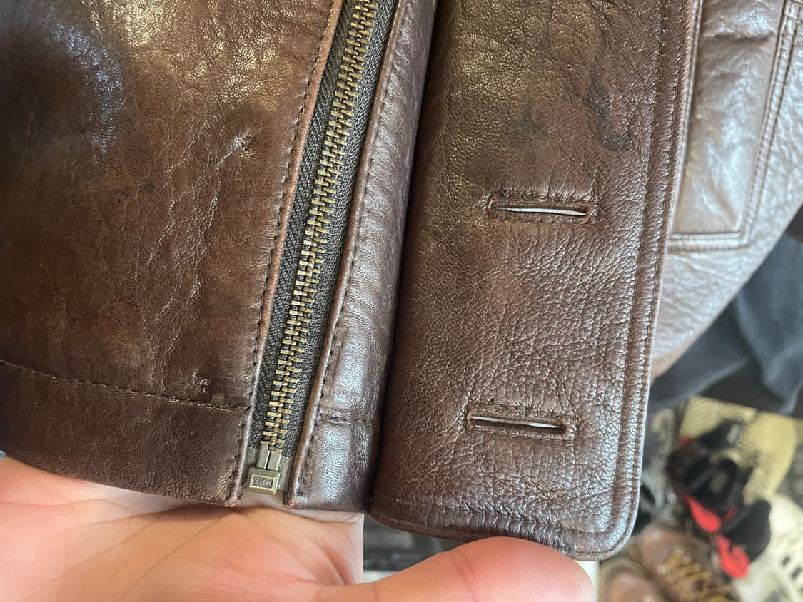 생로랑 브라운 레더 자켓100사이즈 상품이미지4