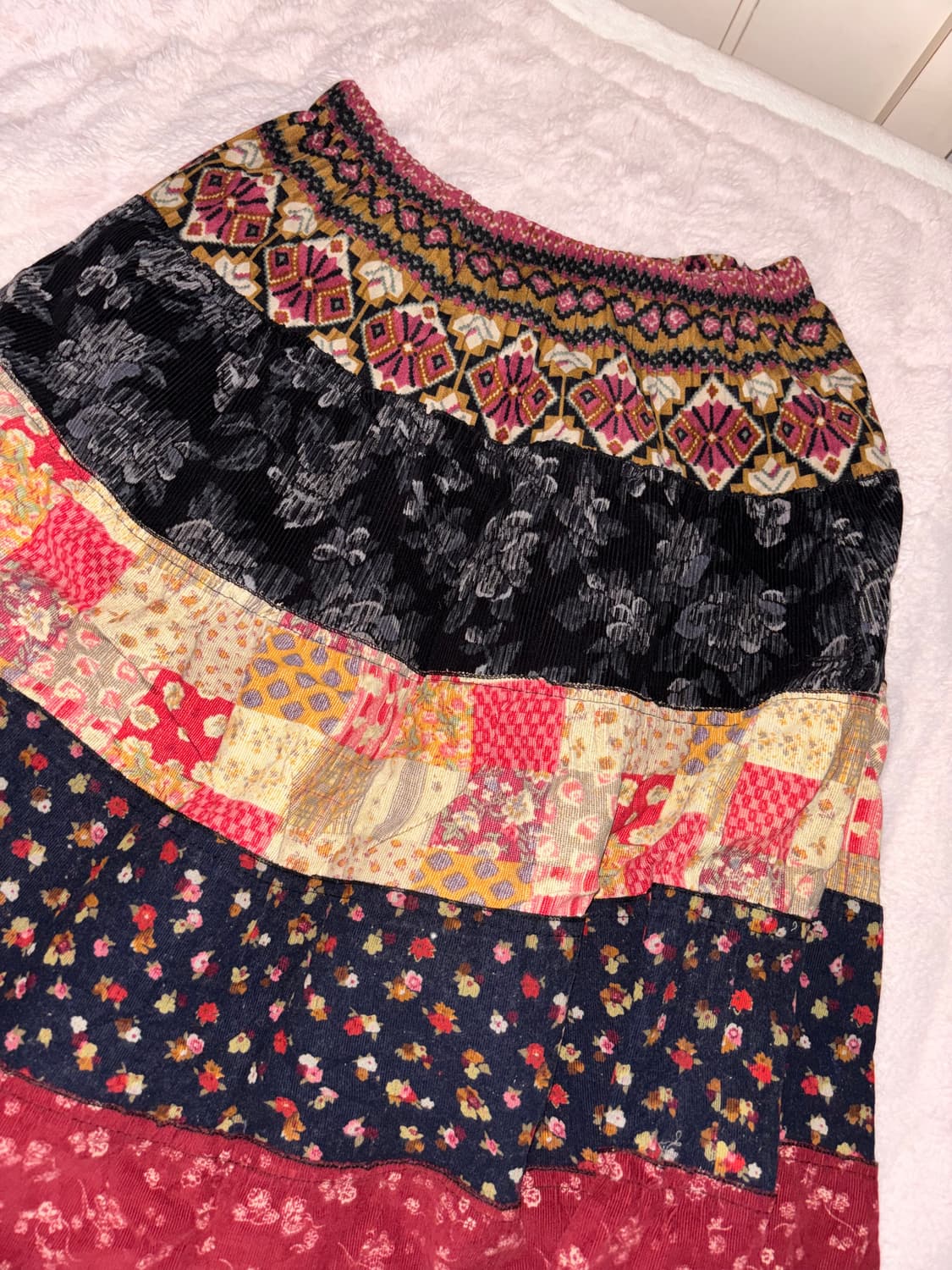 히피 모리 빈티지 롱스커트 하구미 패치워크 패턴  상품이미지2