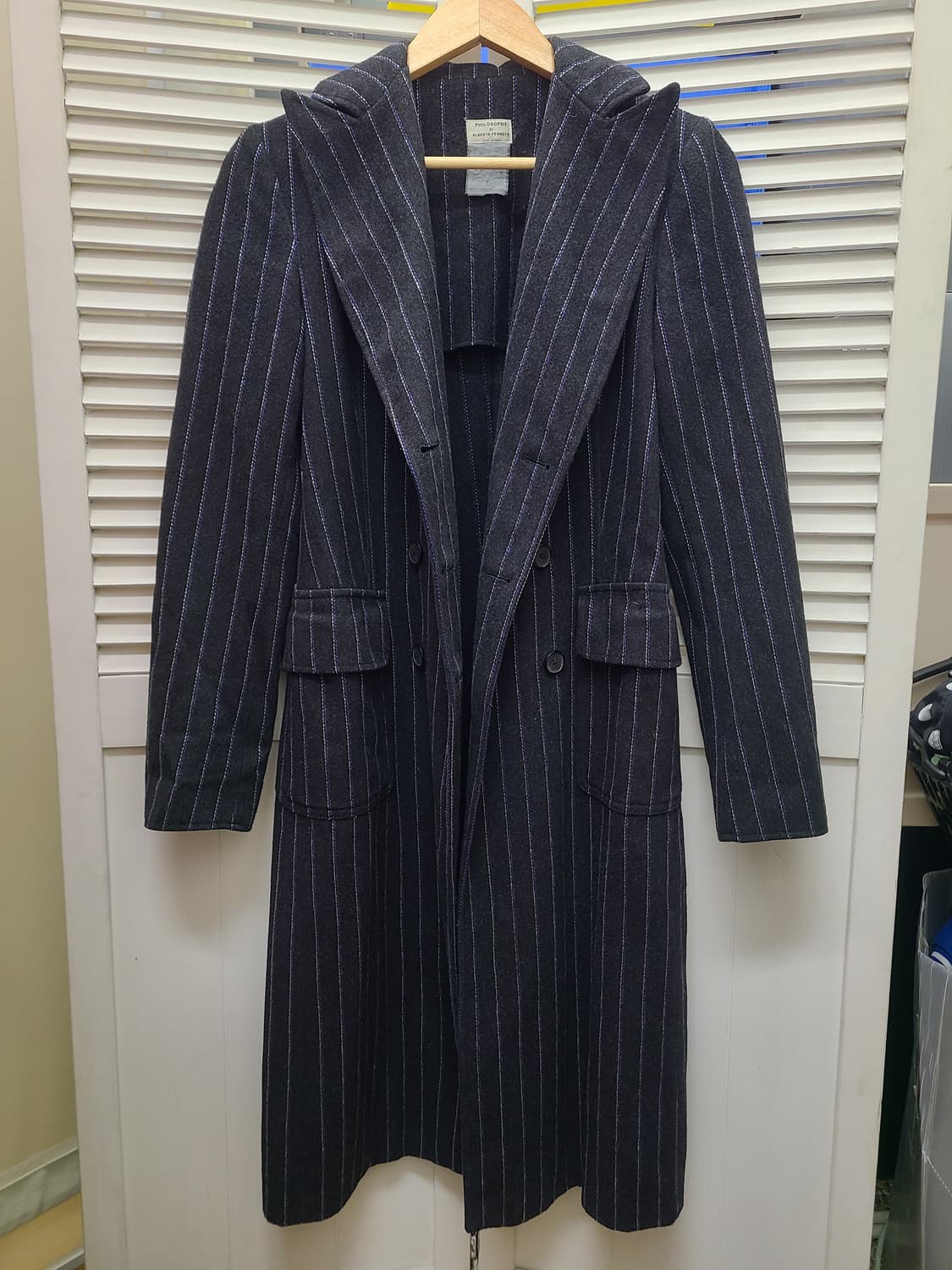 알베르타페레티 스트라이프 울 더블 코트 상품이미지2