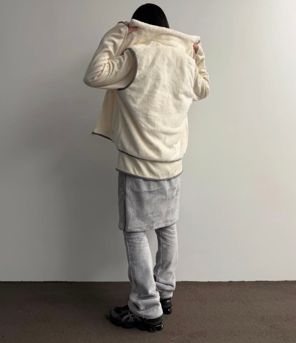 지초이 컴포트 25-004 플리스 보아 스커트 라이트그레이 상품이미지3