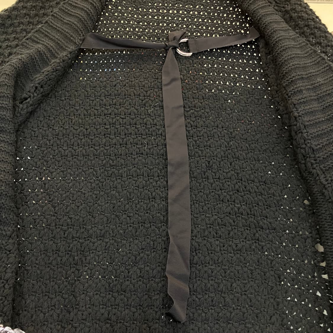 디젤 블랙/실버 그라데이션 데미지 니트 가디건 XS 상품이미지5