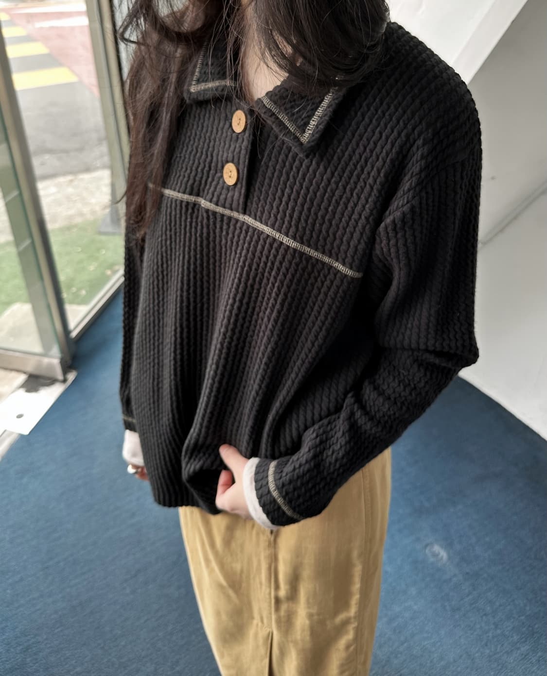 Volume fabric design button TOP 상품이미지6