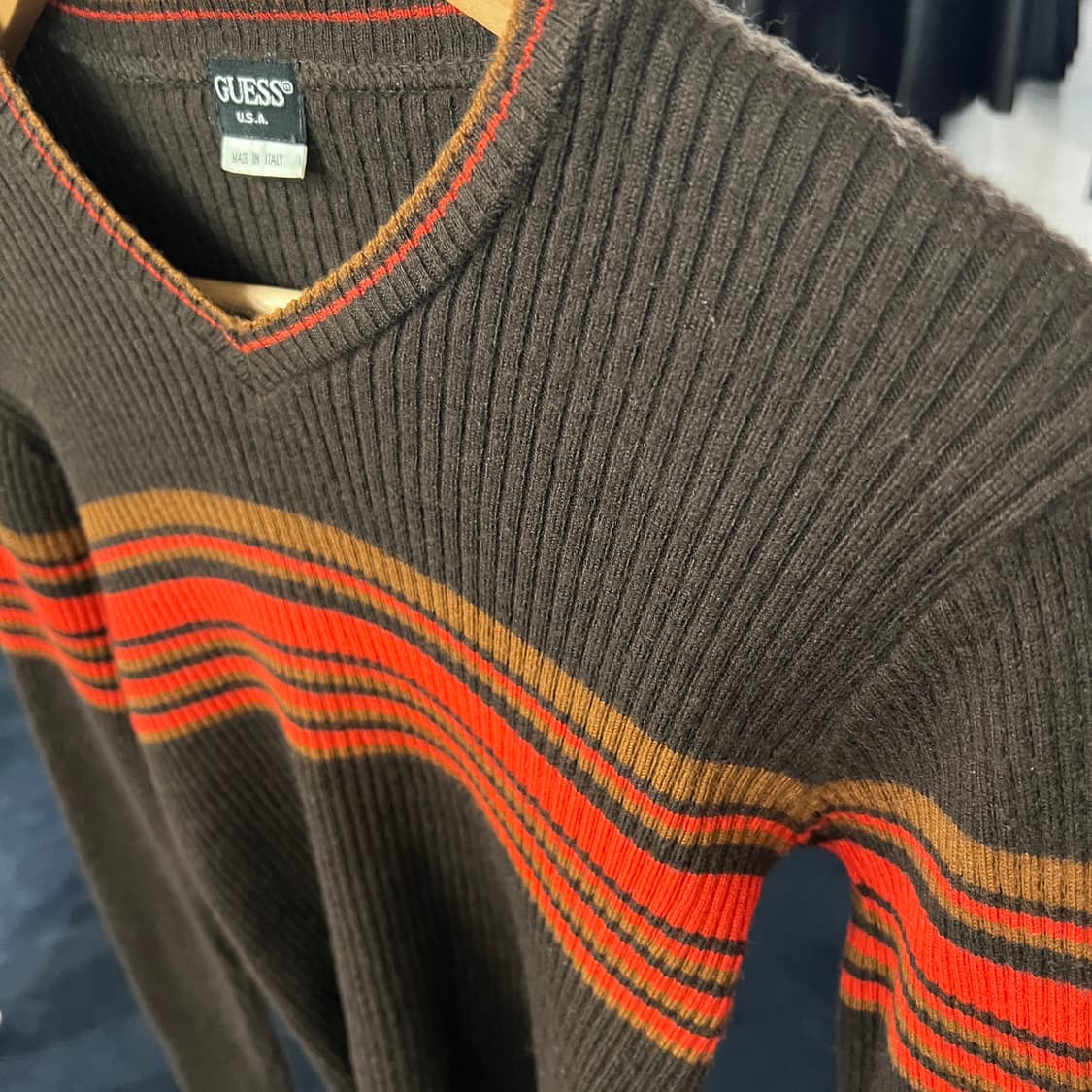 [S] GEUSS 게스USA 브이넥 골지니트 상품이미지3