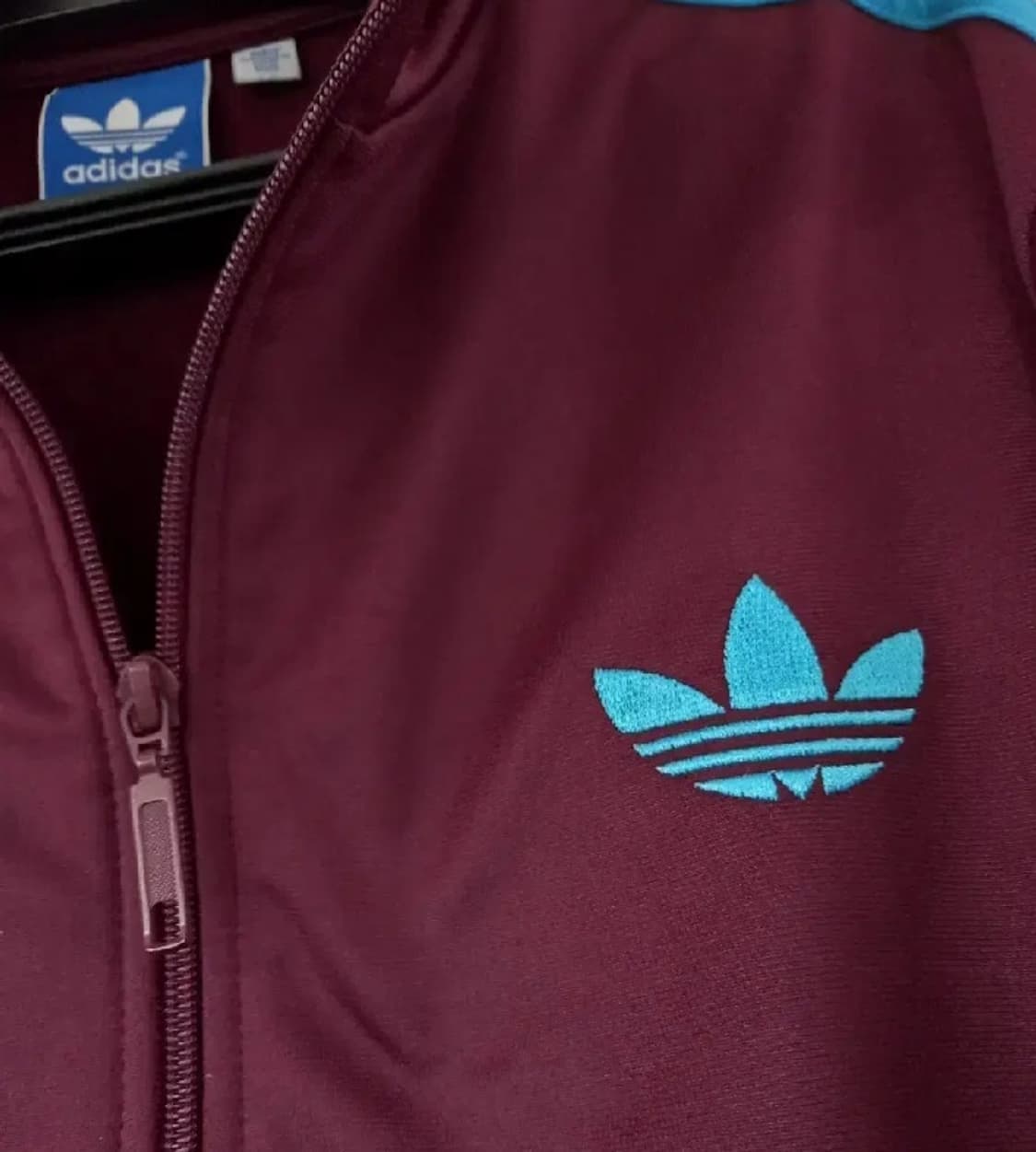 아디다스 파이어버드 마룬 스카이블루 버건디 트랙탑 저지 져지집업 90/S 상품이미지3