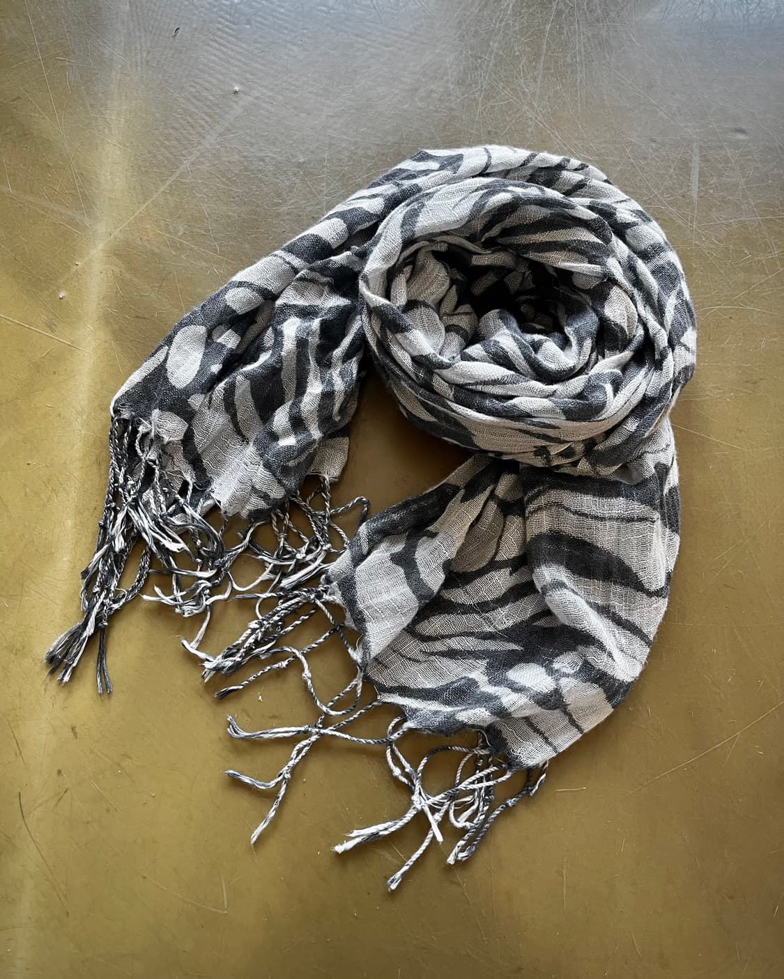 JPN Vintage Zebra Pattern Tassel Scarf 상품이미지6