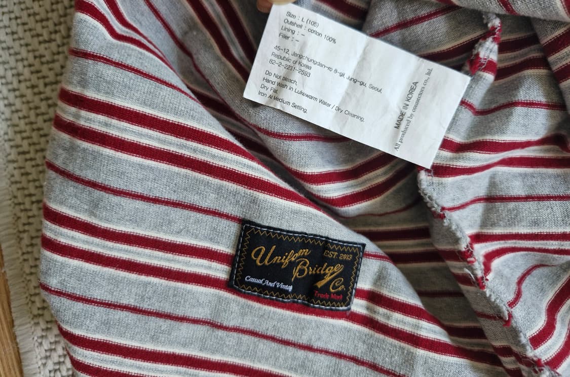 유니폼브릿지 헤비코튼 크루넥 스트라이프 반팔티 L  상품이미지8