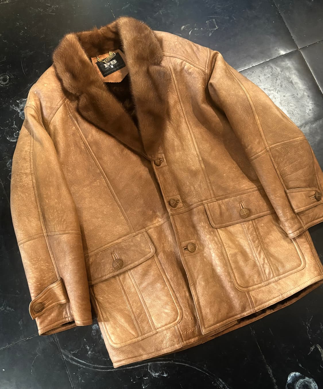 90s 플레이보이 밍크 레더 자켓 상품이미지1